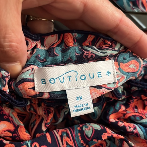 Off the shoulder maxi dress with elastic at waist and slit - Picture 6 of 6